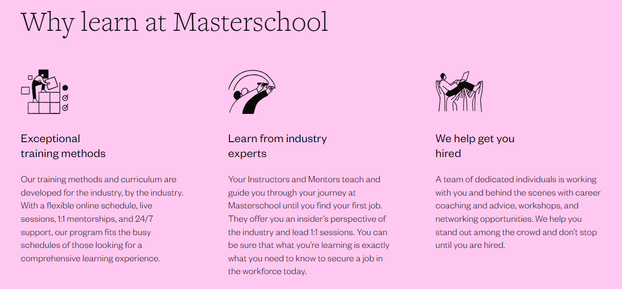 Why learn at MasterSchool, Taken from MasterSchool's Website